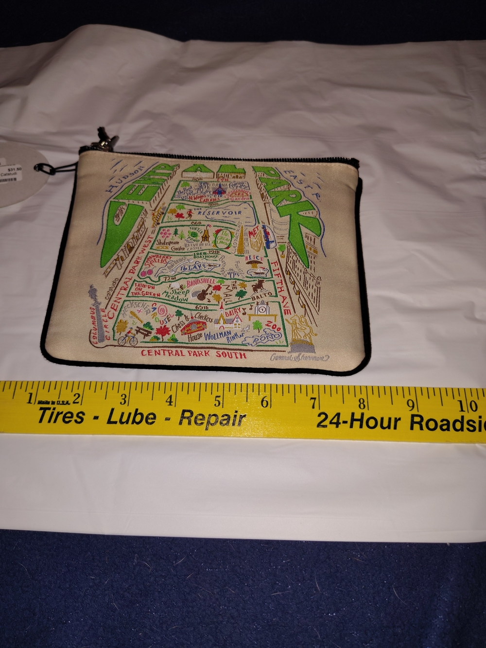 Studio Central Park Map Canvas Zip Pouch - Cream, Green & Multicolor